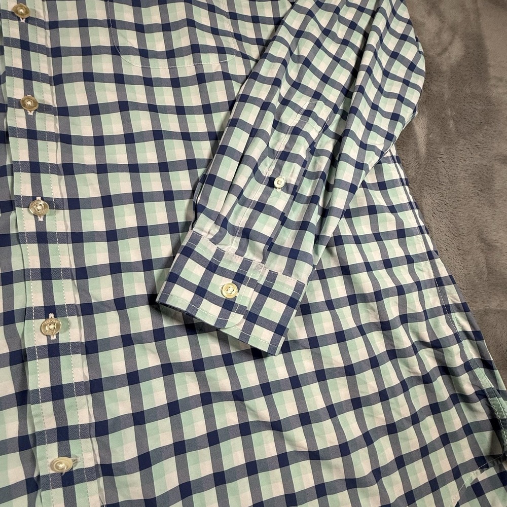 Vineyard Vines Slim Fit Tucker Shirt Mens Size 2XL Blue Check Nylon Long Sleeve - Picture 5 of 16